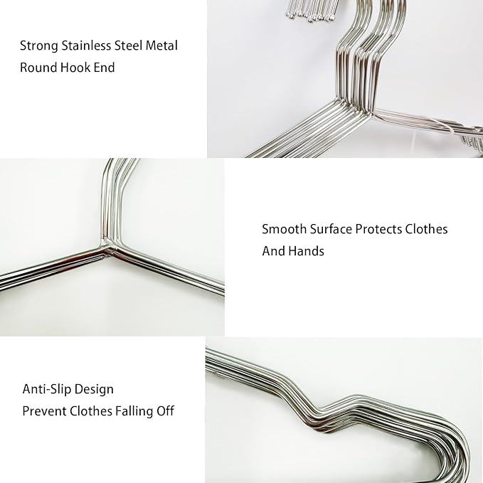 Wire Hangers 20 Pack Clothes Hangers Heavy Duty Metal Coat Hanger Stainless Steel Thin Hangers 16.5 inch