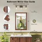 Bathroom Mirror for Over Sink,24x36Inch Thick Anti-Rust Wood Grain Metal Frame, Rectangle Decorative Wall Mirror with HD Tempered Glass, Horizontal or Vertical Mount for Vanity, Bathroom,Living Room