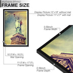 100% Solid Wood 12x18 Picture Frame Set of 2, Black Frame Display Photo 11 x 17 with Mat or 12 x 18 without Mat, 12by18 HQ Matte Black Frame for Wall - 2 Pack/Black/12 x18