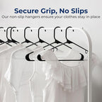 SereneLife Black Plastic Hangers 10 Pack - Clothes Hangers with Non Slip Hooks, Sturdy, Durable & Space Saving Coat Hanger, Light-Weight and Ultra-Thin, Perfect Closet Organizer for Everyday Use