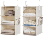 StorageWorks 6-Shelf Closet Organizers, Two 3-Shelf Separable Hanging Shelves for Closet, 12" D x 12" W x 48 ¼"H, Mixing of Beige, White & Ivory