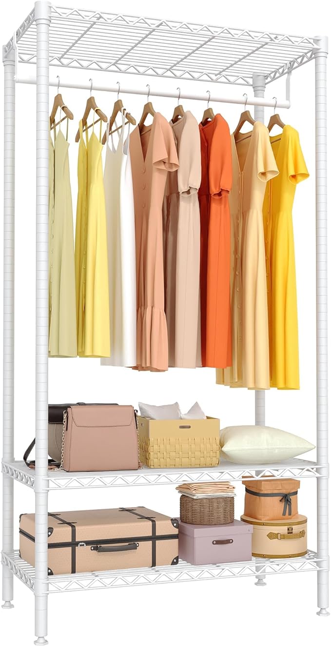 Clothes Rack with Shelves Load 660lbs Adjustable Metal Wire Shelving Garment Rack Freestanding Closet Organizers and Storage