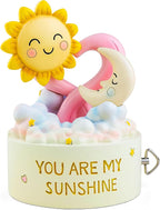 You are My Sunshine Musical Figurine, Wind-Up Music Box, Romantic Love Gift with Smiling Sun & Moon, Hand-Painted Pastel Keepsake for Valentine’s Day, Home Decor for Girlfriend, Wife, Anniversary