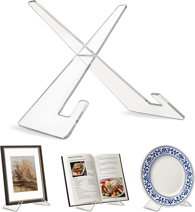Americanflat Acrylic Easel Stand - 10" Tabletop Easel and Plate Stand - Lightweight Display Holders for Photos, Cards, Frames, Books, Magazines, Albums - Home or Office Decor