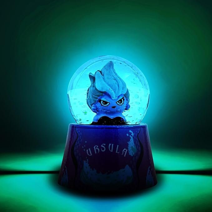 Disney The Little Mermaid Ursula Make 'Em Squirm Mini Light-Up Adult Snow Globe with Swirling Glitter | 3 Inches Tall