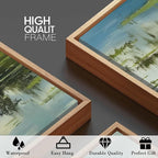 BINCUE Framed Green Nature Wall Art Lake Scenery Wall Decor Landscape Art Print Green Nature Landscape Artwork Green Plants Wall Pictures for Living Room Bedroom Office Farmhouse 16 x24 Inches Set of 3 Gift