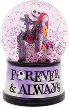 Disney The Nightmare Before Christmas Forever & Always Light-Up Snow Globe with Swirling Glitter Display | 6 Inches Tall