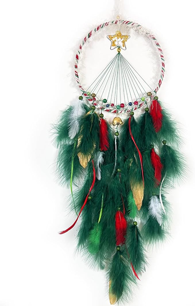 Christmas Star Dream Catcher Handmade Christmas Dreamcatcher Hanging Decoration Home Wall Decoration Craft Ornament