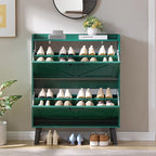 LEYAOYAO Shoe Storage Cabinet with 2 Flip Drawers，Narrow Shoe Storage Cabinet Organizer with Legs for Entryway Hallway, Living Room, Bedroom，Hidden Slim Storage Narrow Shoe Rack Cabinet,Green