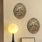 Vintage Bird Wall Art 2 Pack Antique Wall Decor Retro Wall Art Bird Wall Sculpture Hand Painted Wall Decoration with Embossed Birds Design Vintage Decor for Living Room Bedroom Gallery Unique Gifts (Gold Birds)