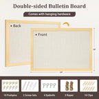 DOLLAR BOSS Bulletin Board with Linen 24'' x 18'' Wood Framed Cork Boards for Walls, Photo Display Pin Board, Decorative Corkboard for Office Home School Dorm Decor with 10 Pushpins, Natural Wood