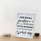 Inspirational Farmhouse Canvas Print Wall Art Decor One Small Positive Thought in the Morning Can Change Your Whole Day Sign Painting Plaque Rustic Home Decoration (8 X 10 Inches, Framed)