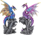 Nemesis Now Realm Protectors Dragon Figurines, Set of Two, Hand-Painted Resin, Fantasy Crystal Ornaments Collectible Decor, 15cm