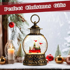 Christmas Snow Globe, Red Truck Musical Snow Globe Lantern Lights with 6H Timer Battery & USB Powered, Retro Style Holiday Glitter Globe for Xmas Home Decoration Holiday Party Gifts