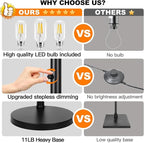 Dimmable Floor Lamp, 3 Light Arc Floor Lamp, Modern Tall Standing Tree Lamp with Black Shades & Heavy Base, 3000LM Cool White LED Bulbs, Bright Lighting for Living Room, Bedroom, Office & Reading