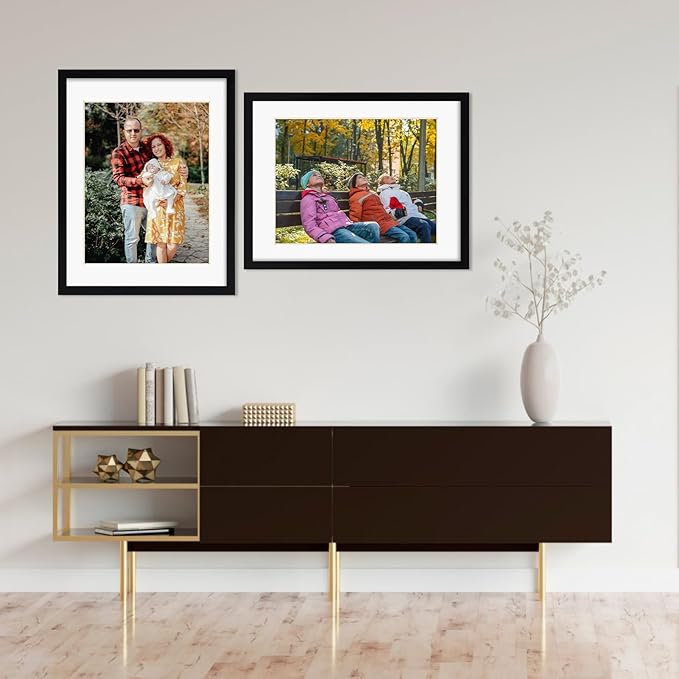Rempry 12x16 Picture Frame, Display Poster 9x12 with Mat or 12 x 16 Without Mat, Wall Gallery Photo Frames with Shatter Resistant Plexiglass, Black, 1 Pack
