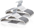 50-Pack Coat Hangers, Space Saving Plastic Clothes Hangers, Non-Slip, 0.2 Inches Slim, 16.53 Inches Wide, 360° Swivel Silver Hook for Shirts, Pants & Wet/Dry Garments, White and Dark Gray