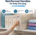 IBRAKIM Bedsheet Organizer Set of 4, Linen Storage Organizer for Closet and Under Bed, Foldable Bedding Organizer for Sheets, Blankets, Comforters, Closet Storage Bins, Beige
