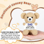 WELLBANEE Mini Bear Gifts for Dad Father from Daughter Son, Birthday Gifts for New Step Bonus Dad, I Love You Handmade Emotional Crochet Bear