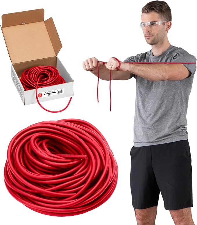 THERABAND Latex Resistance Tubing, Red, Medium Level 2, 100 ft Roll, Professional Grade Resistance Band for Exercise, Upper and Lower Body Workouts, Cut-to-Length, Color-Coded Levels