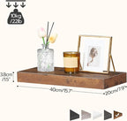 HOOBRO Floating Shelves for Wall, Wall Mounted Shelf Set of 2, 15.7" Hanging Shelf with Invisible Brackets, for Wall Decor Storage in Bathroom Bedroom Kitchen Living Room Office, Rustic Brown BF40BJ01