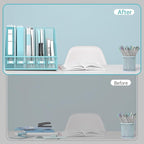 SUPEASY Desk Organizers Metal Desk Magazine File Holder with 5 Vertical Compartments Rack File Organizer for Office Desktop, Classroom, Home Workspace, Blue Plus