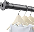 Closet Rods for Hanging Clothes, 17 to 54 Inch Stepless Adjustable Closet Rod, 1.3 Inch Diameter Metal Heavy Duty Closet Hanging Rod for Closet Wardrobes Laundry RV, Black