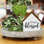Blessed Signs for Home Decor, Simply Blessed House Shaped Wood Sign, Rustic Farmhouse Home Living Room Decor for Desk Table Shelf