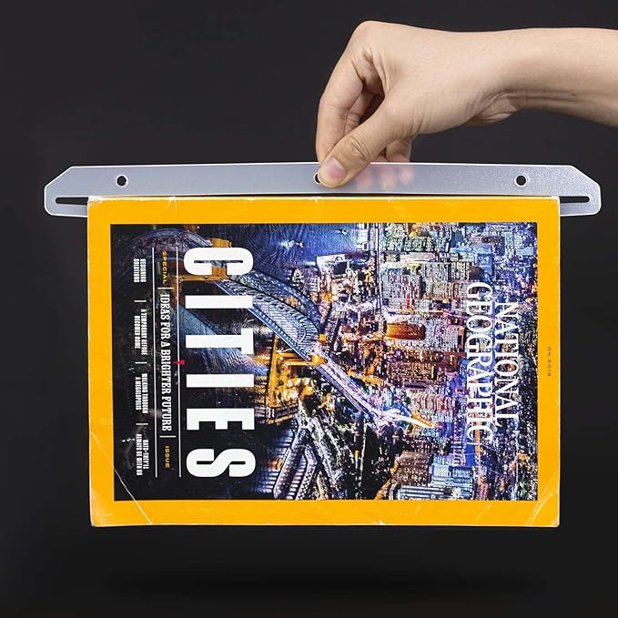 40Pcs 3 Hole Punched Magazine Holders, Magazine Organizer, 3 Ring Binder Insert Strips, Translucent White