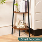 Yoobure Corner Shelf, 5-Tier Corner Bookshelf with Metal Frame & Wood Ladder Shelves - Display Shelf & Tall Bookcase, Plant Stand for Home Decor - Bedroom, Living Room, Office