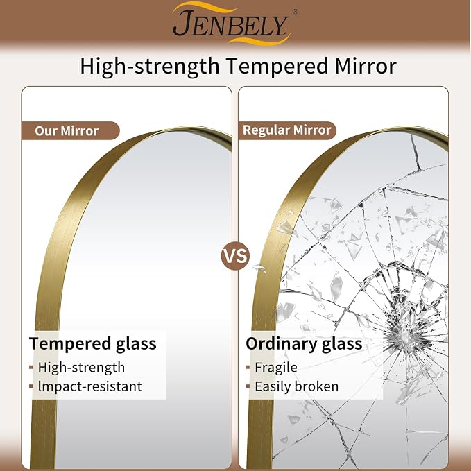 Gold Oval Mirror, 24"x36" Oval Bathroom Mirror, Brushed Gold Mirror with Aluminium Alloy Frame, Anti-Rust, Tempered Glass