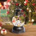 Christmas Snow Globes Lantern, 8 Songs, 6H Timer, Battery & USB Powered, Brown Plastic Classic Snow Globe