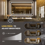 LOAAO 68"x40" LED Bathroom Mirror with Lights, Anti-Fog, Dimmable, Backlit + Front Lit, Lighted Bathroom Vanity Mirror for Wall, Memory Function