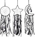 PATIKIL 28" Moon Sun Star Dream Catchers Set, Feather Handmade Dream Catchers Wall Hangings Art Decor for Home Wedding Bedroom Living Room Ornament,Black