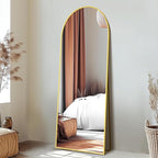 Delma Full Length Mirror, Large Floor Mirror for Wall, Bedroom, Bathroom, Living Room with Aluminium Frame (Stand, Arch 56x15-Gold)