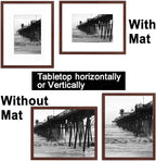 Picture Frame 5x7 with mat 4x6 Wine red frame set of 2-Modern Style Wood Composite Frames, Tempered glass table top and wall mount horizontal or vertical picture frame for home decor best gift