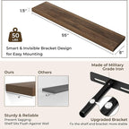 RICHFOCUS 55Inch Floating Shelves for Wall 1 Pack Shelves for Bedroom|Kitchen|Bathroom Wall Mounted Rustic Wood Floating Shelf with Invisible Brackets for Books|Storage|Decor, Walnut