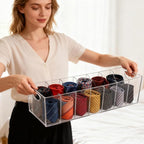 Belt Organizer - 7 Compartment Acrylic Belt Display Case for Closet Ties and Bow Ties