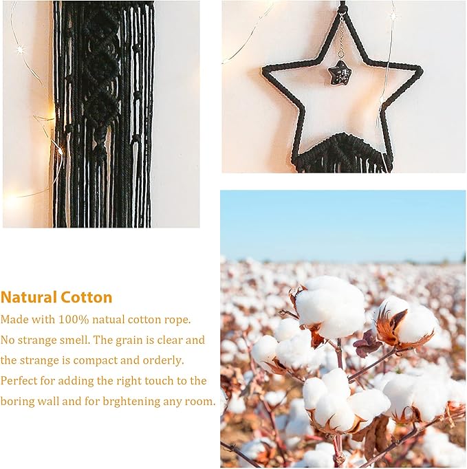 Tarklanda Moon Star Dream Catcher Decor, 2pcs Boho Home Moon Star Black Dreamcatcher, Bohemian Wall Hanging Dream Catcher Decor for Home Bedroom Craft Decoration for Holiday Mom Birthday Day Gifts