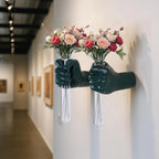 2 Pieces Wall Sculptures, Hands Vase Home Decor, Wall Mount Art Sculpture, Unique Wall Art Statue, Funky Flower Vase Decorations, Modern Eclectic Hanging Decor,Hands Statue (Green(L+R))