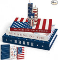 Thyle 4th of July Fake Decorative Books Wooden Firecracker Table Signs Faux Patriotic Decor Farmhouse Decoration Books for Independence Day 250th Anniversary Party Office Home Shelf Table Decor