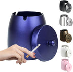 Ash Tray, Large Outdoor Ashtray with Lid, Ashtray for Outside Patio, Stainless Steel Windproof Smokeless Ash Tray for Balcony, Ashtrays for Smokers, Cigar, Home Office Decoration