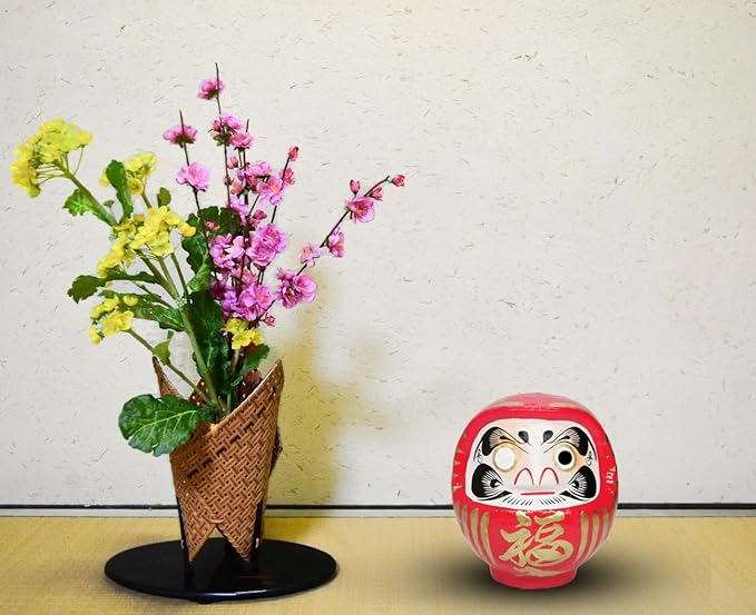Japanese Daruma Doll 4.7 inch Red, Takasaki Handmade Good Luck Ornament for Display and Goal Setting, Traditional Craft from Japan