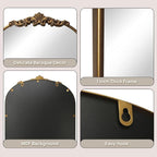 Ornate Baroque Vintage Gold Mirror - 19"X27" Arched Antique Brass Mirror with Full Metal Frame - Perfect for Entryway, Fireplace, Living Room, Hallway, or Bathroom Décor