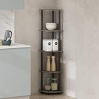 Furinno Turn-N-Tube Storage Shelves, 5-Tier Book Shelf, Corner Shelf, Toolless Open Shelves, for Organization and Storage, Living Room, Home Office, Hallway, Bedroom, French Oak