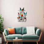Wesiti Cat Wall Art Decor Metal Cat Wall Sculptures Room Decor for Cats Lover 10.6 x 15.7 Inches Colorful Mid Century Retro Wall Art for Home Living Room Bedroom Kitchen Office
