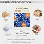 Yayoi Kusama Print Vintage Japanese Wall Art Abstract Yayoi Kusama Poster Minimalist Painting Art Exhibition Suitable for Japanese Bedroom,Living Room Office Decor 24x36in Framed