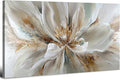 Flower Wall Art Vintage White Floral Canvas Pictures Abstract Blooming Flower Prints Painting Large Abstract Botanical Blossom Wall Decor Elegant Artwork for Bedroom Living Room Home Decoration 24x48"