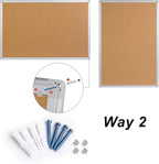 2-Pack Cork Board Bulletin Board 20 x 30 Inches, Silver Aluminium Framed Corkboard, Office Board for Wall Cork, Large Wall Mounted Notice Pin Board with 32 Pins