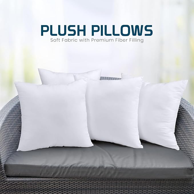 Utopia Bedding Throw Pillows (Set of 4, White) – 20 x 20 Inches Down Alternative Pillows for Bed, Sofa, and Couch - Fluffy Decorative Stuffer Pillow for Indoors & Outdoors
